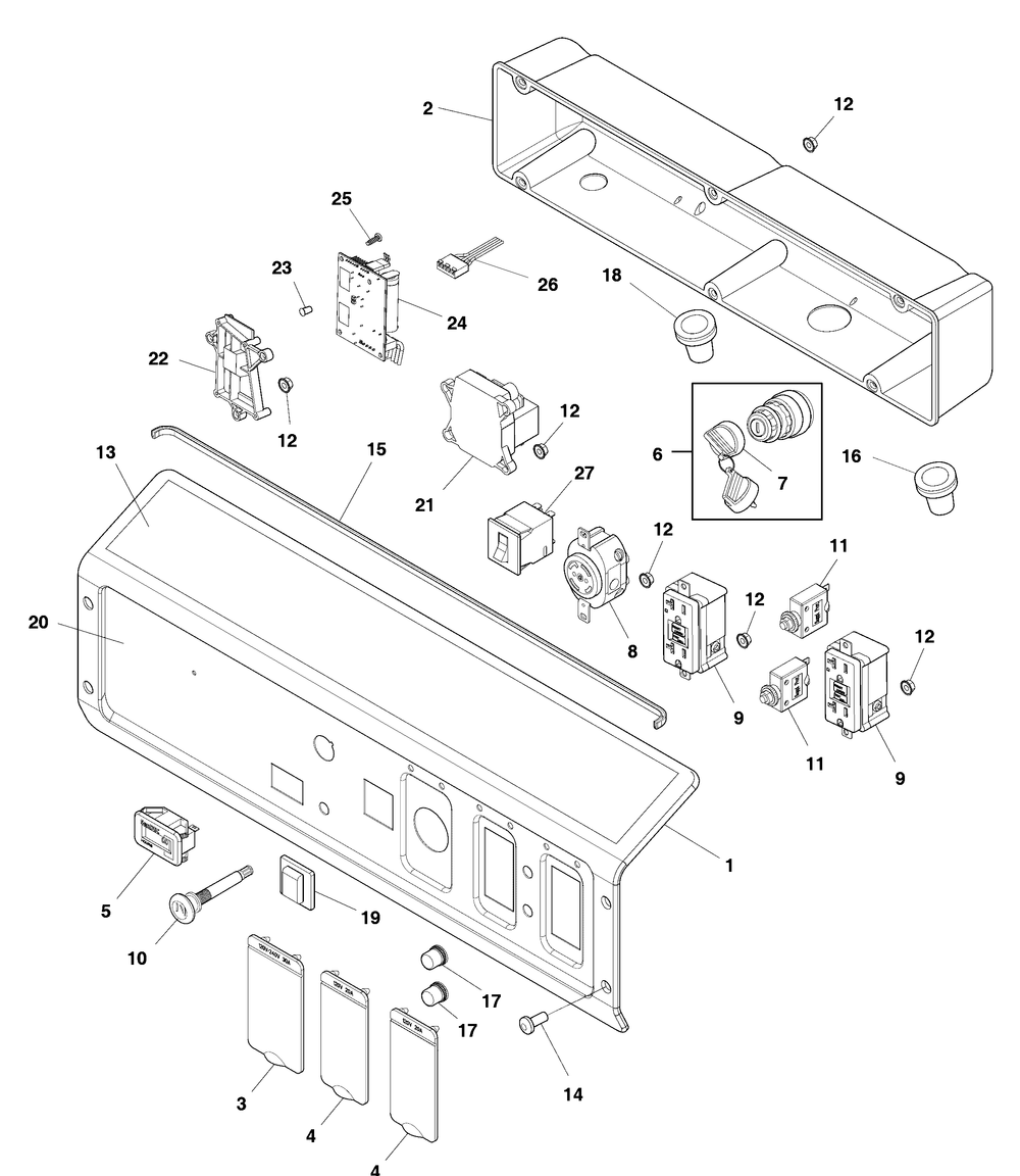 Control Panel Diagram and Parts List for 030740-00  Briggs and Stratton Generator